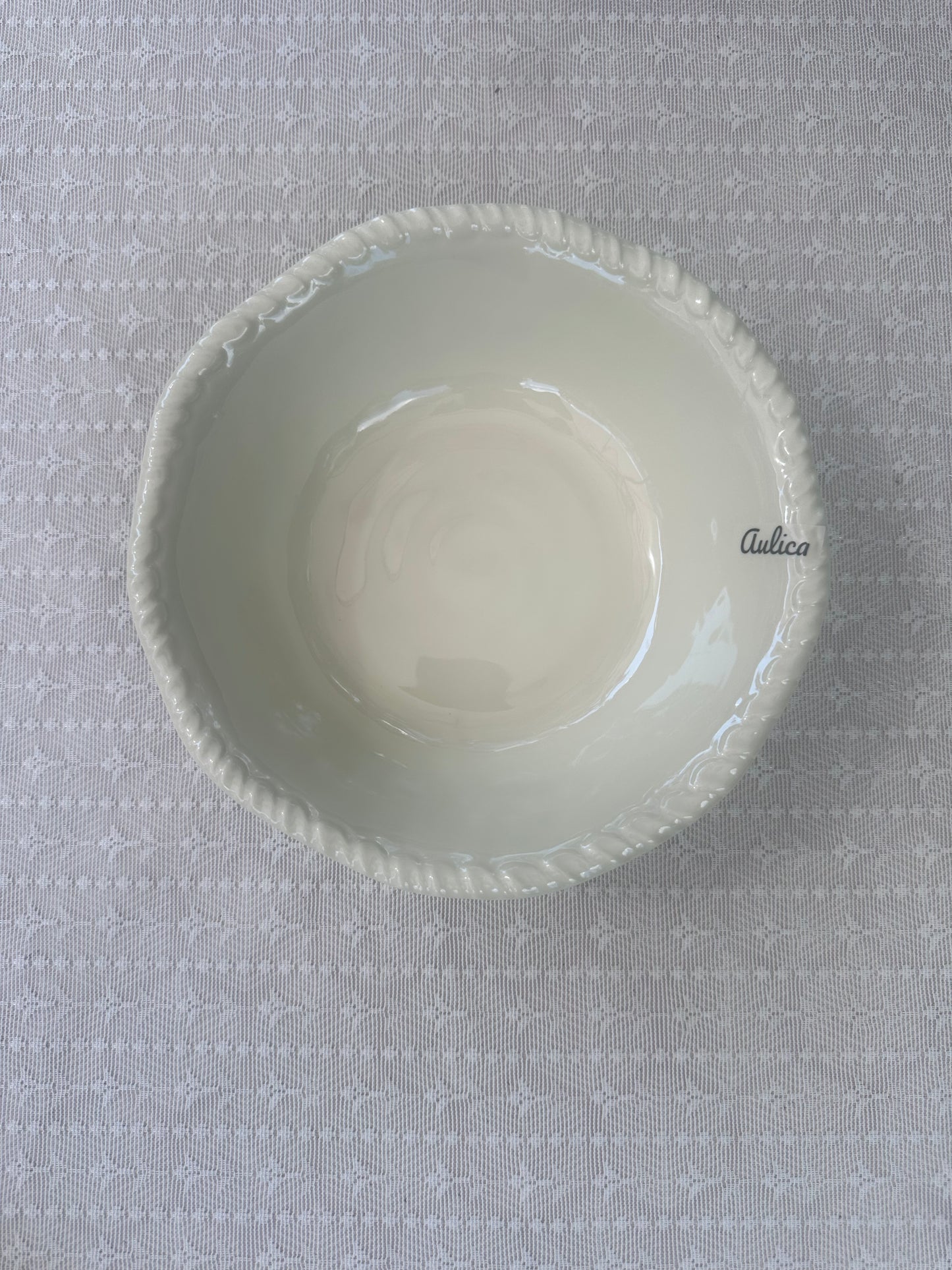 Melamin-Suppenteller mit Kordelrand – Creme Ø 20 cm