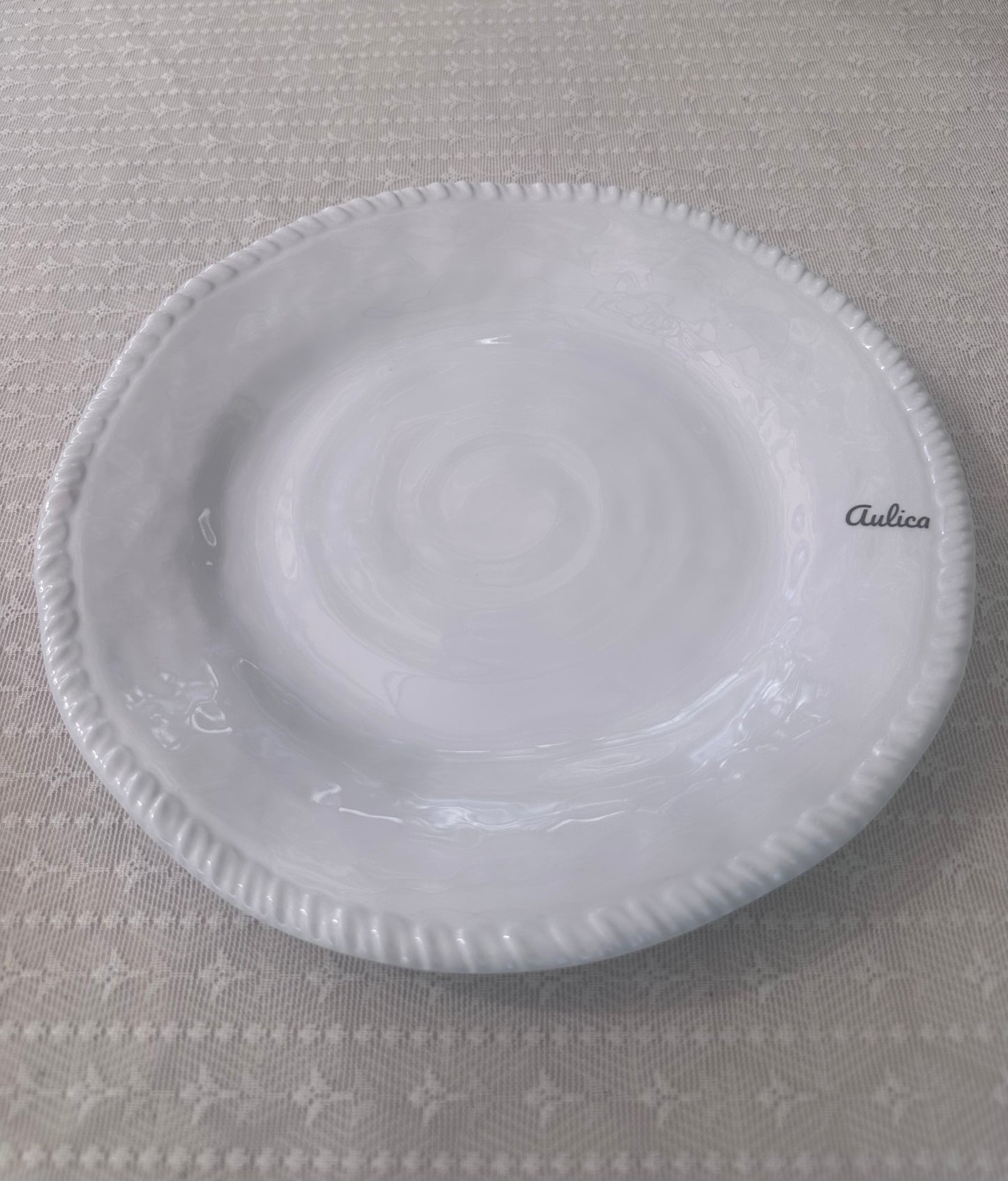 Melamin-Essteller mit Kordelrand – Weiß Ø 28 cm