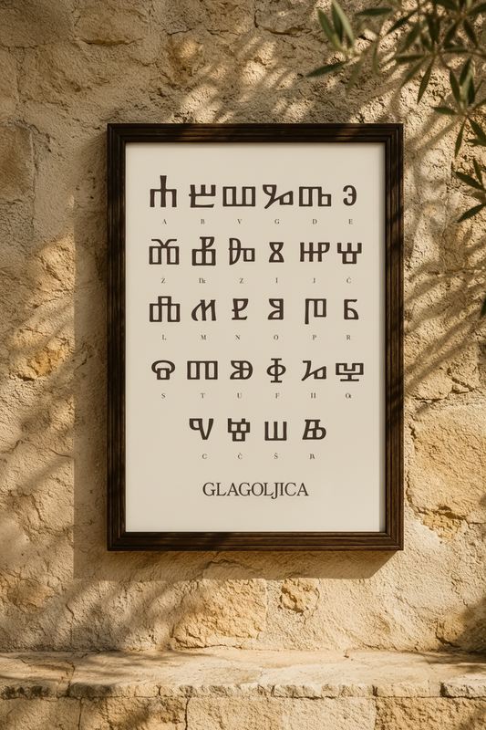 Glagolica / Glagoljica Poster – slawische Schrift als Wanddekoration (Braun)