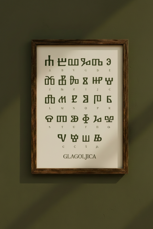Glagolica / Glagoljica Poster – slawische Schrift als Wanddekoration (Grün)
