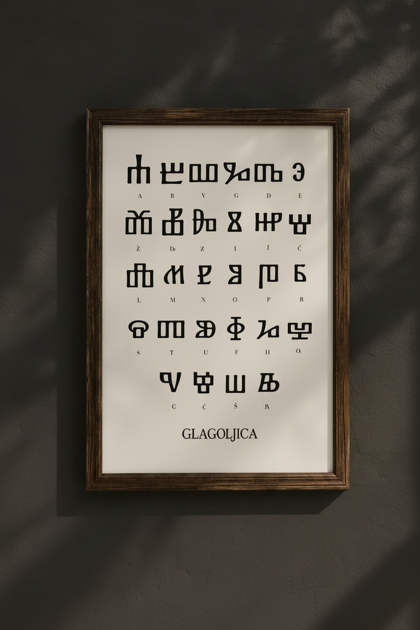 Glagolica / Glagoljica Poster – slawische Schrift als Wanddekoration (schwarz)