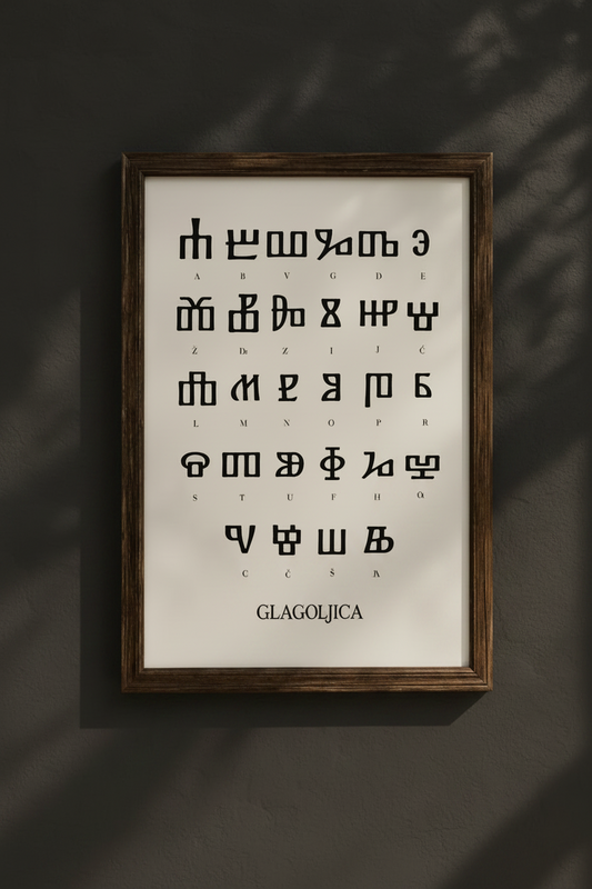 Glagolica / Glagoljica Poster – slawische Schrift als Wanddekoration (schwarz)