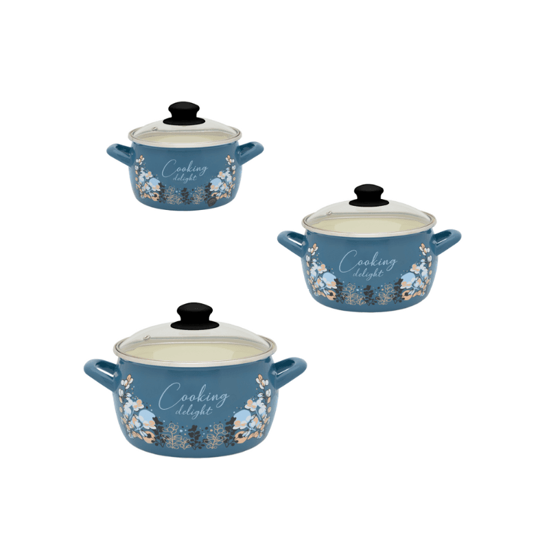 Metalac Original – Emaille Topfset Cooking Delight Blau | 3-teilig