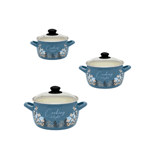 Metalac Original – Emaille Topfset Cooking Delight Blau | 3-teilig