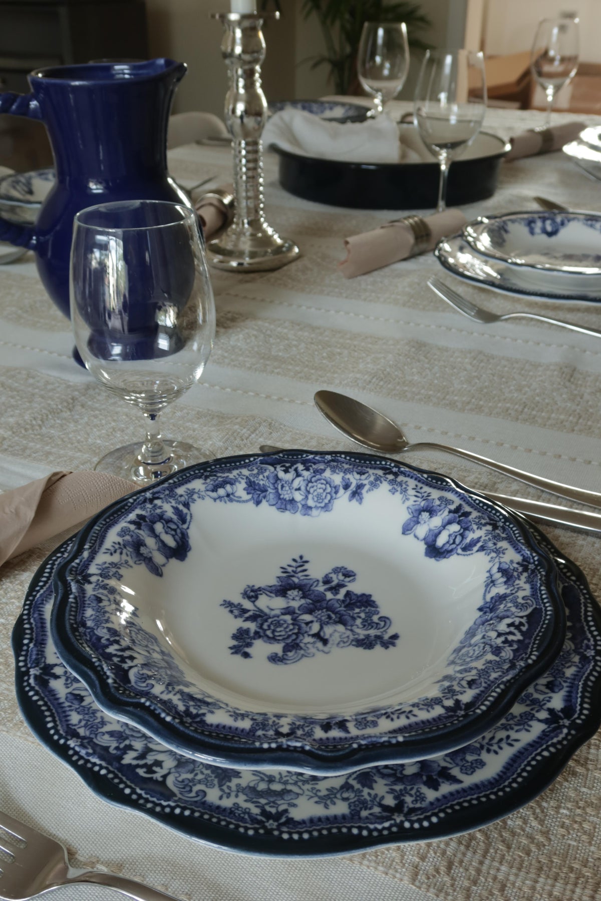 Essteller 26 cm Porzellan Blau – 6er Set | Marija
