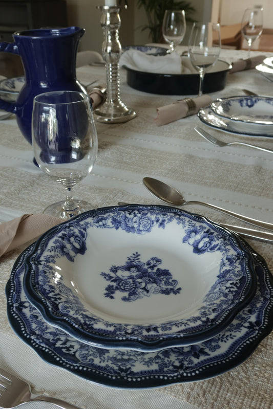 Essteller 26 cm Porzellan blau – Florales Design Teller | Marija