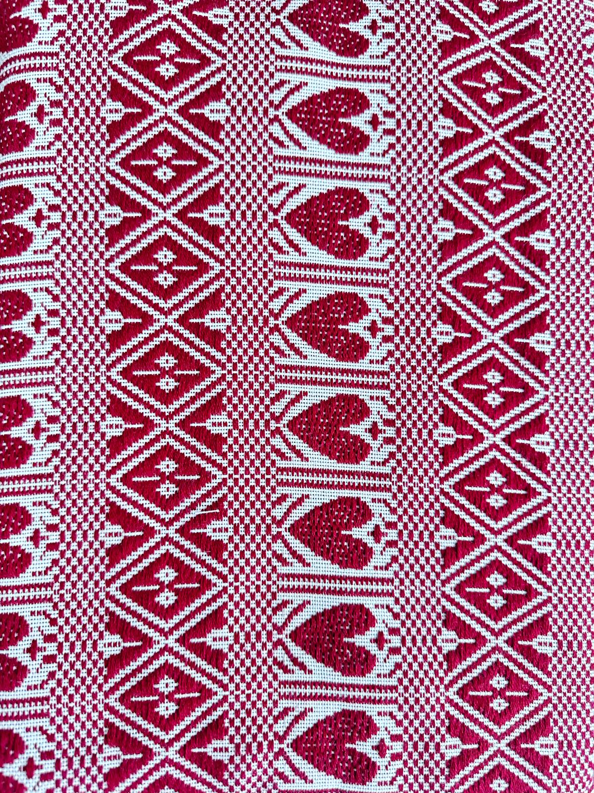 Handgewebter Tischläufer „Luka“ Weinrot-Creme 50 × 140 cm – aus Kroatien