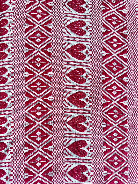 Handgewebter Tischläufer „Luka“ Weinrot-Creme 50 × 140 cm – aus Kroatien
