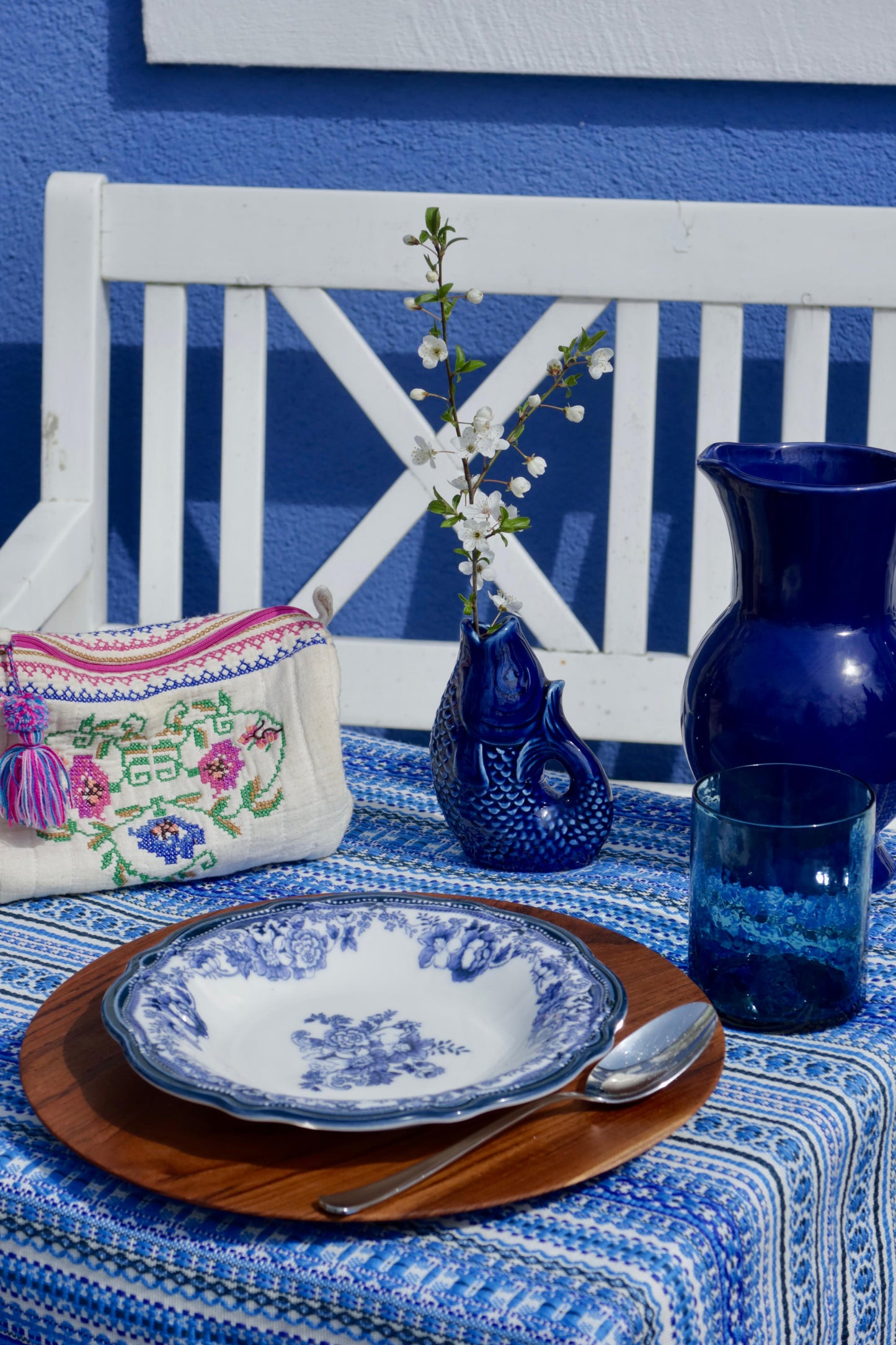 Handgewebte Tischdecke Blau – Roko Design aus Kroatien