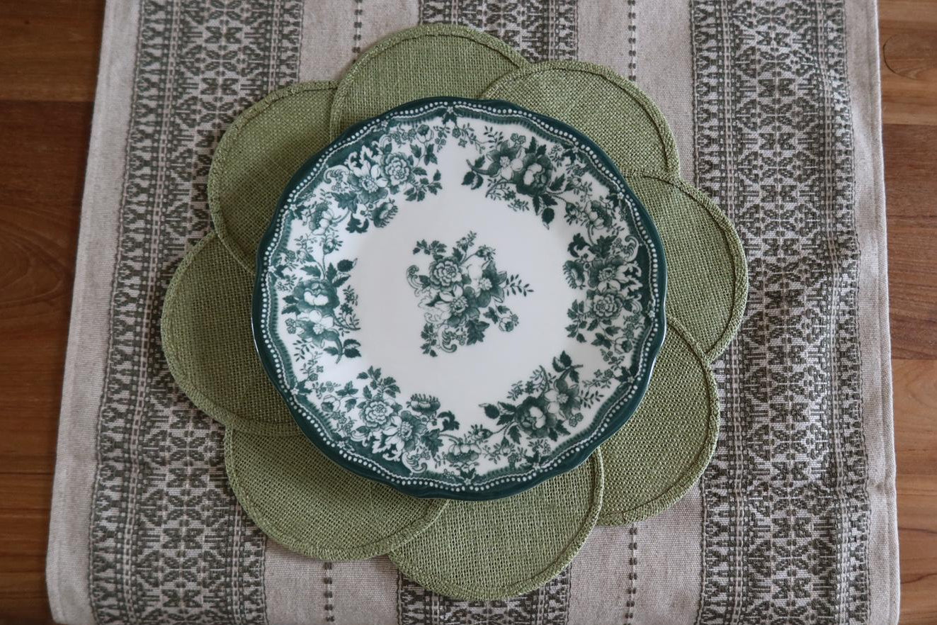 Essteller 26 cm Porzellan Grün – 6er Set | Marija