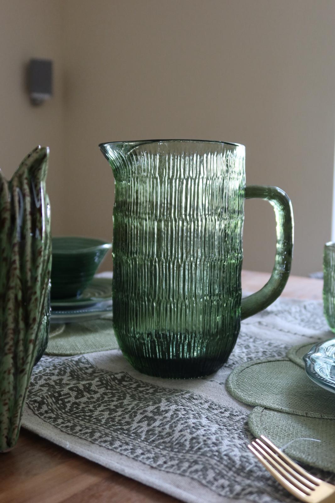 Bazar Bizar Moss Ripple Krug – Grün Glas Karaffe