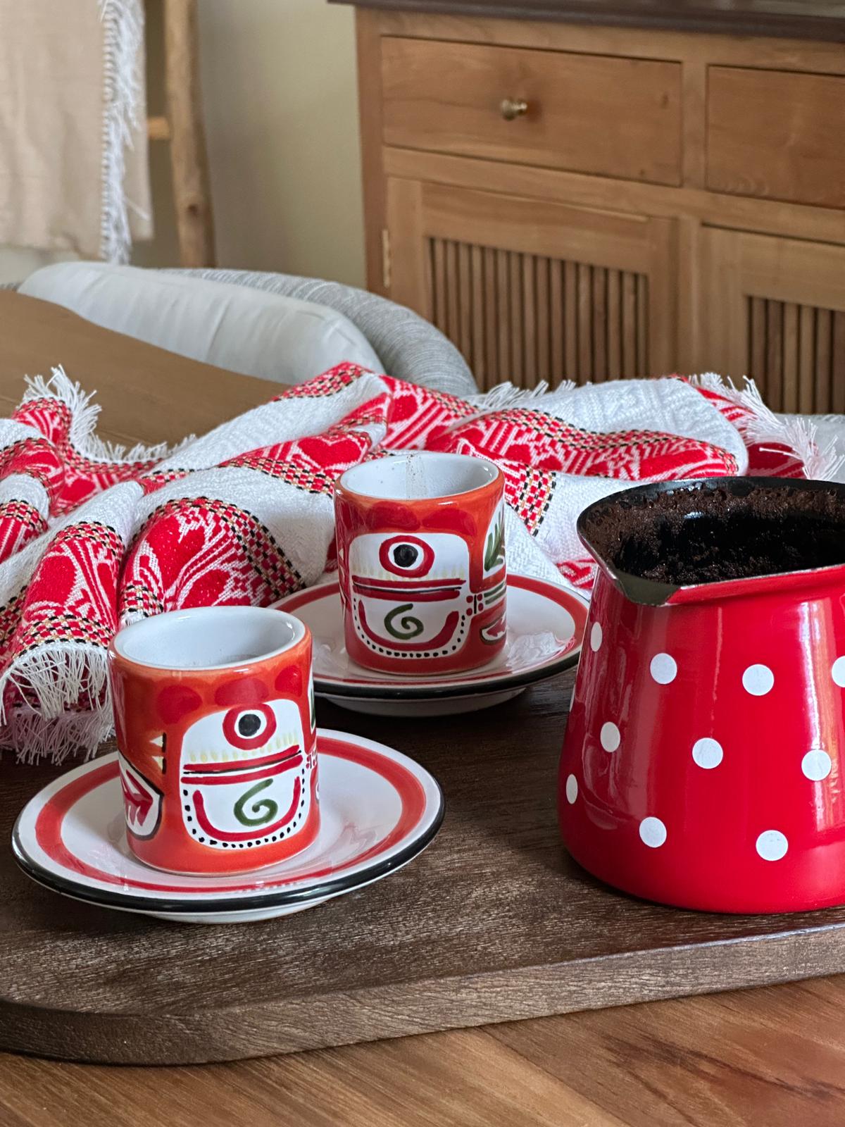 Espressotasse mit Untertasse Marettimo – handbemalte Keramik