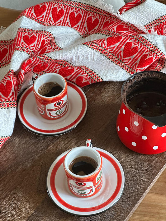 Tischdecke „Slavko“ Rot-Weiß – handgewebt aus Kroatien