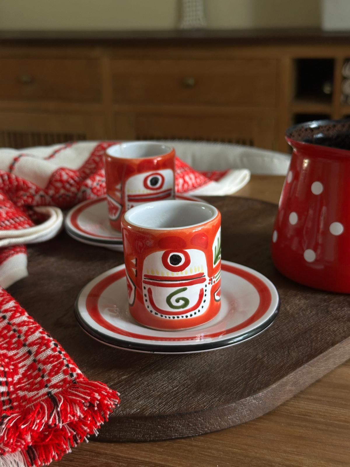 Espressotasse mit Untertasse Marettimo – handbemalte Keramik