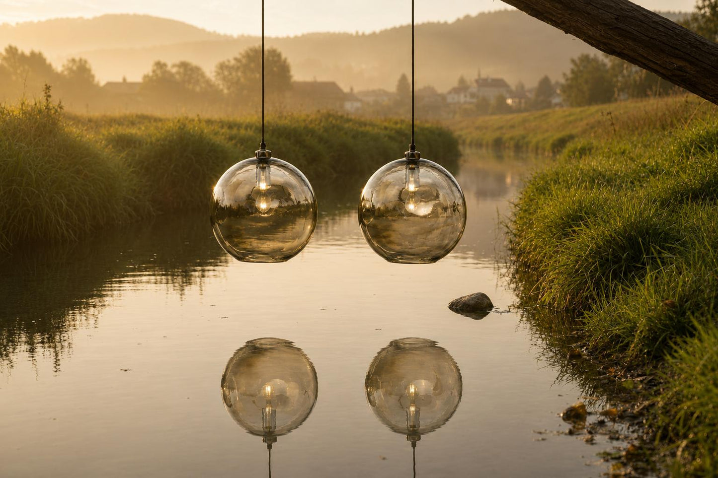 Bubbella Pendelleuchte aus mundgeblasenem Glas – Blassgrün