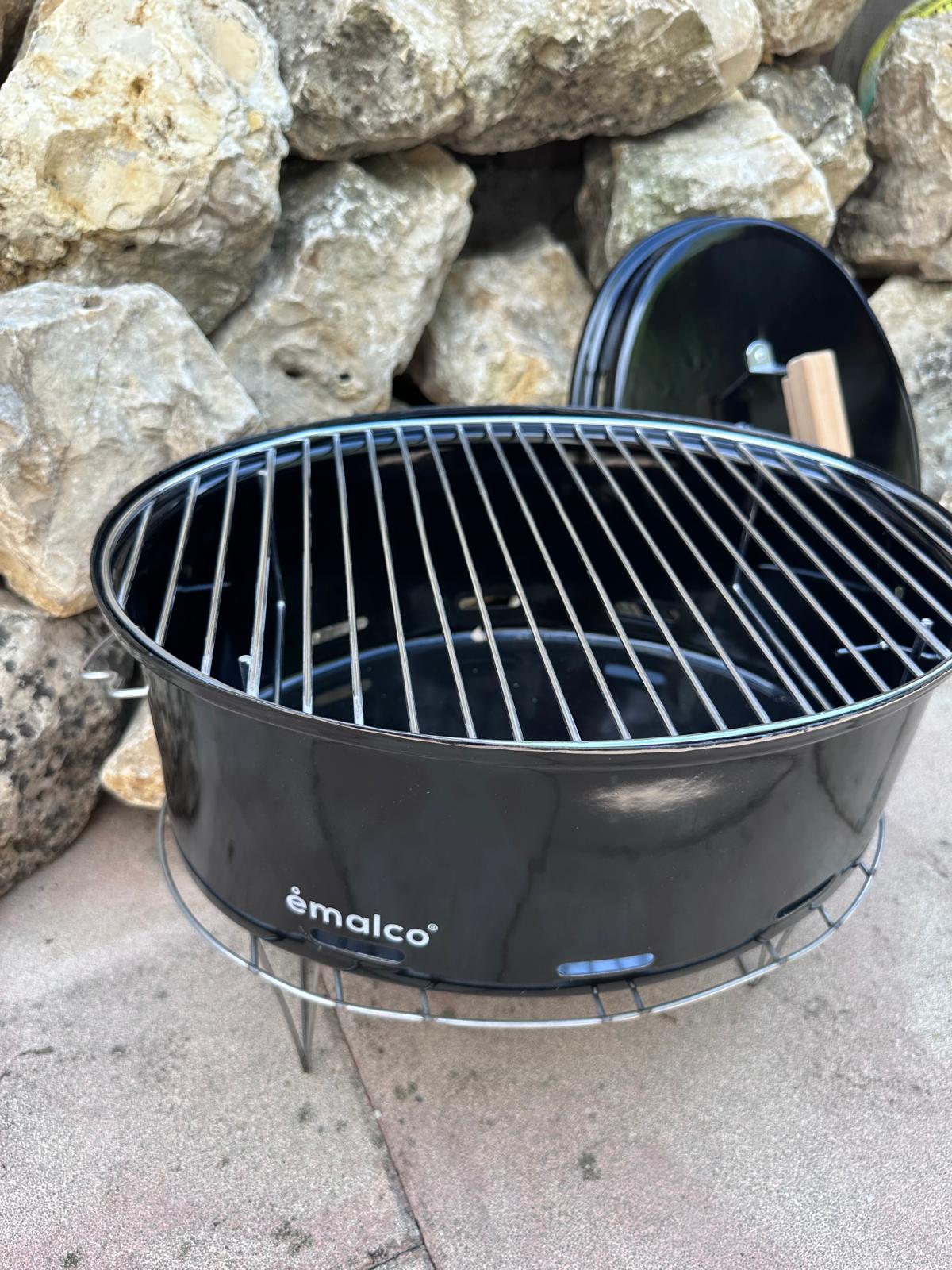 Emalco To Go Grill mit Deckel und Grillrost – Schwarz