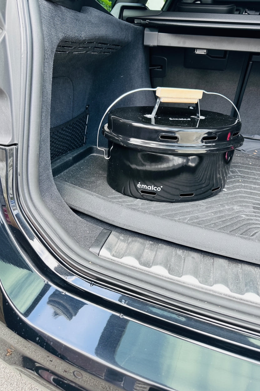 Emalco To Go Grill mit Deckel und Grillrost – Schwarz