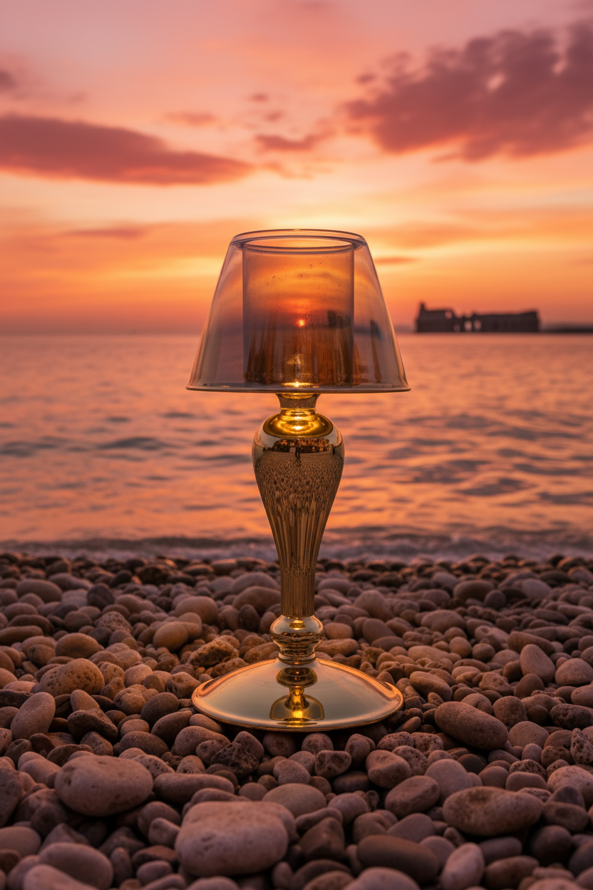 Goldener Glas-Kerzenhalter auf Sockel 25 cm – Istrien