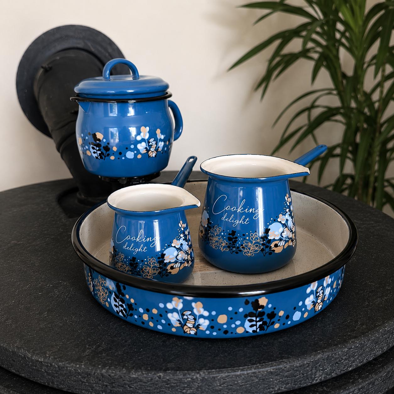 Metalac Emaille-Kanne 1,3 l mit Deckel – Cooking Delight Blau