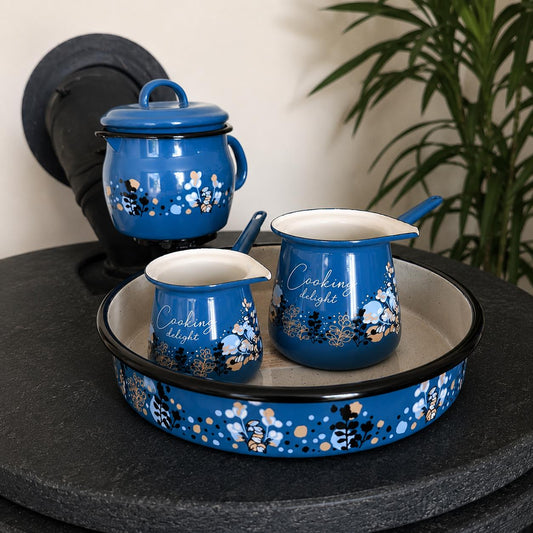 Metalac Emaille-Kanne 1,3 l mit Deckel – Cooking Delight Blau