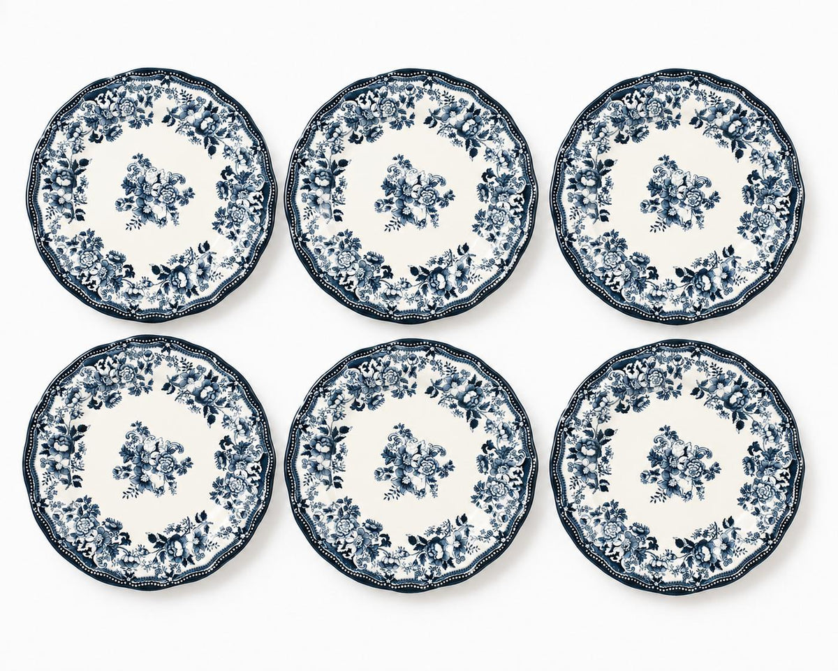 Dessertteller 20,5 cm Porzellan Blau – 6er Set | Marija