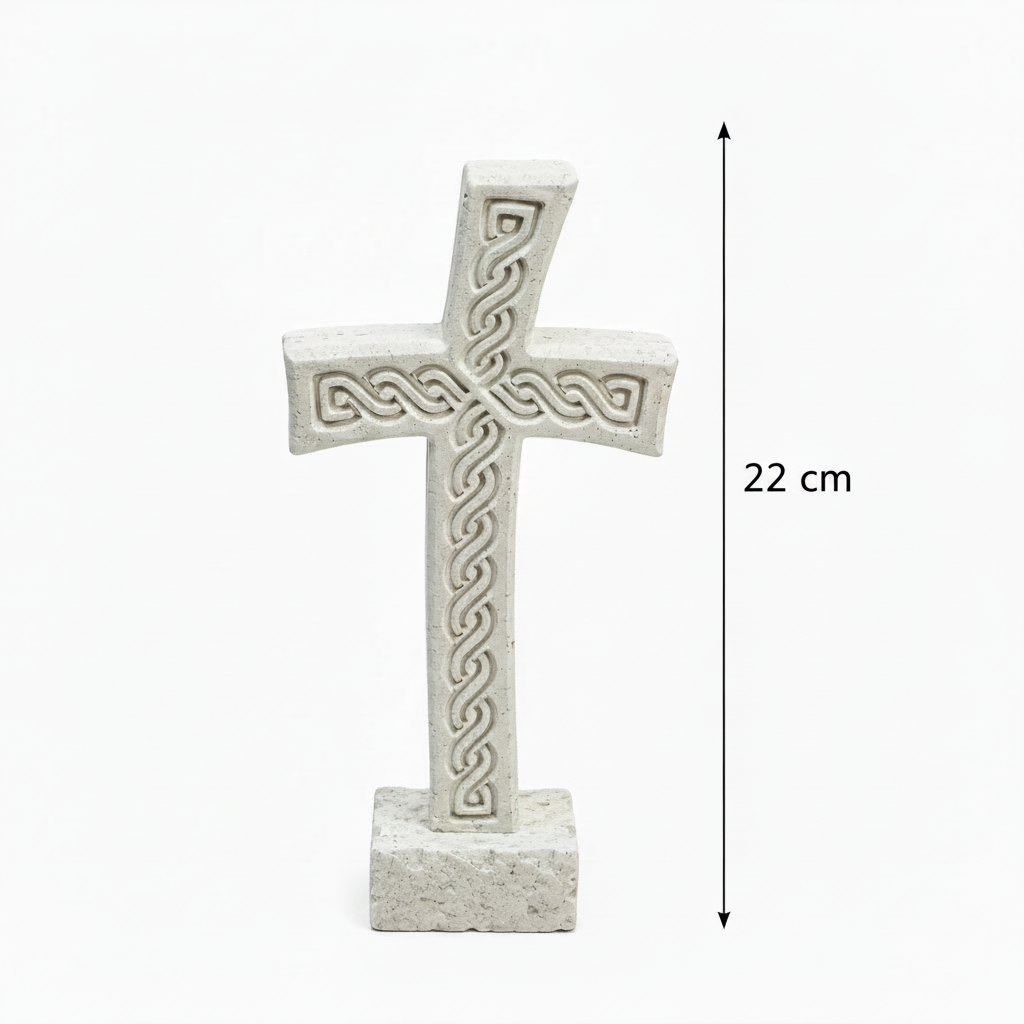 Steinkreuz aus Brač-Stein mit Standfuß – 15,5 cm