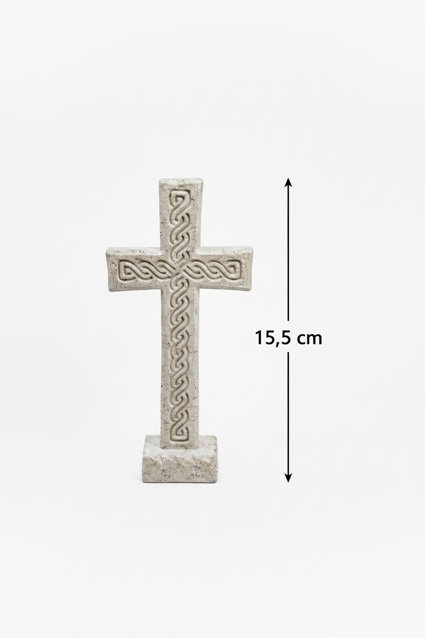 Steinkreuz aus Brač-Stein – gerade Form mit Standfuß | 15,5 cm