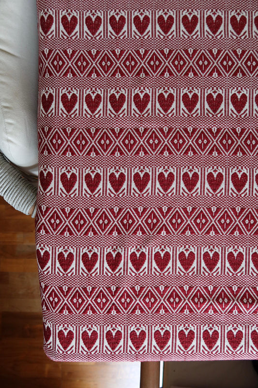 Handgewebter Tischläufer „Luka“ Weinrot-Creme 50 × 140 cm – aus Kroatien