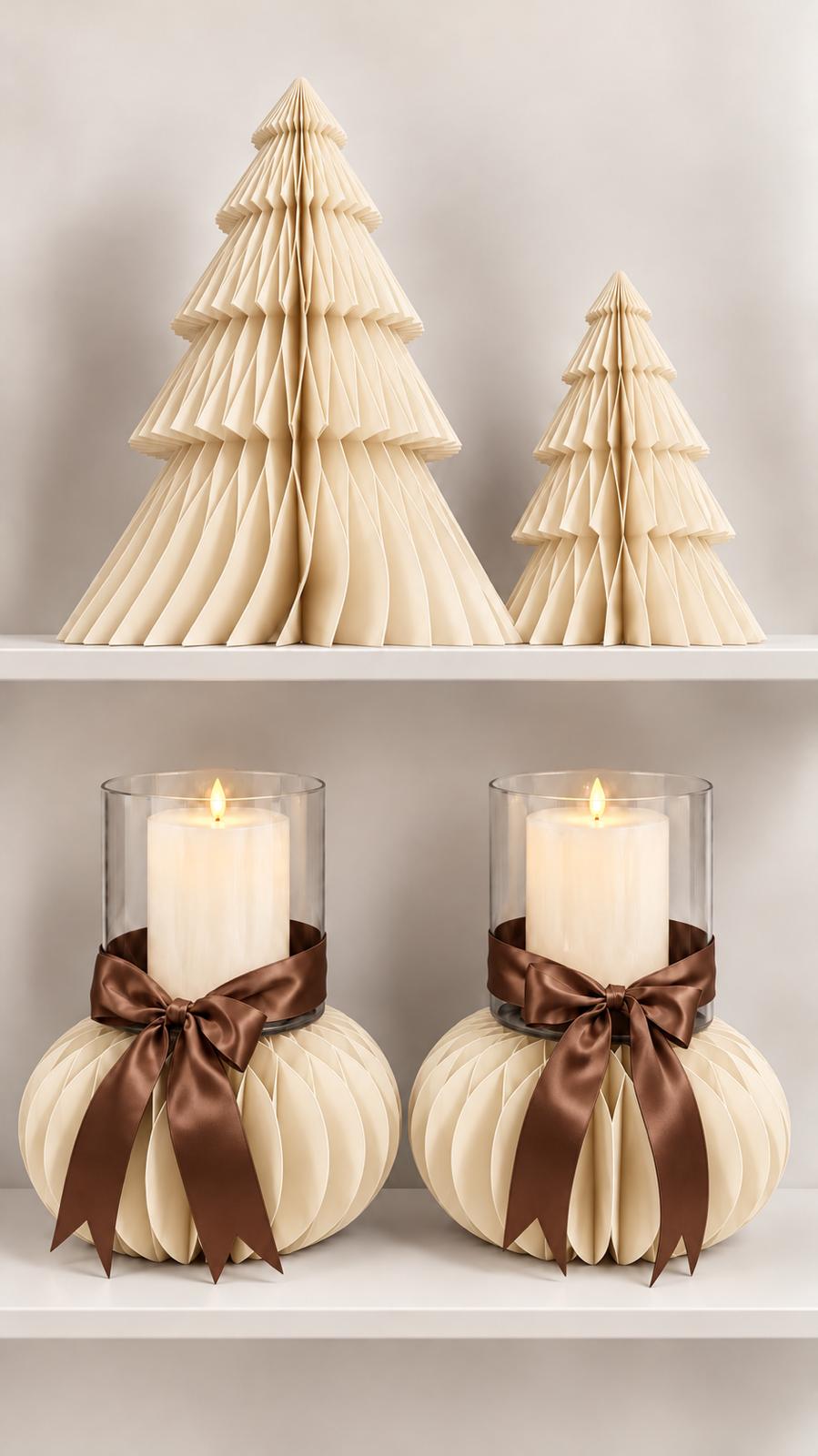Bože – Papiersockel Creme | Edle Weihnachtsdeko in 2 Größen