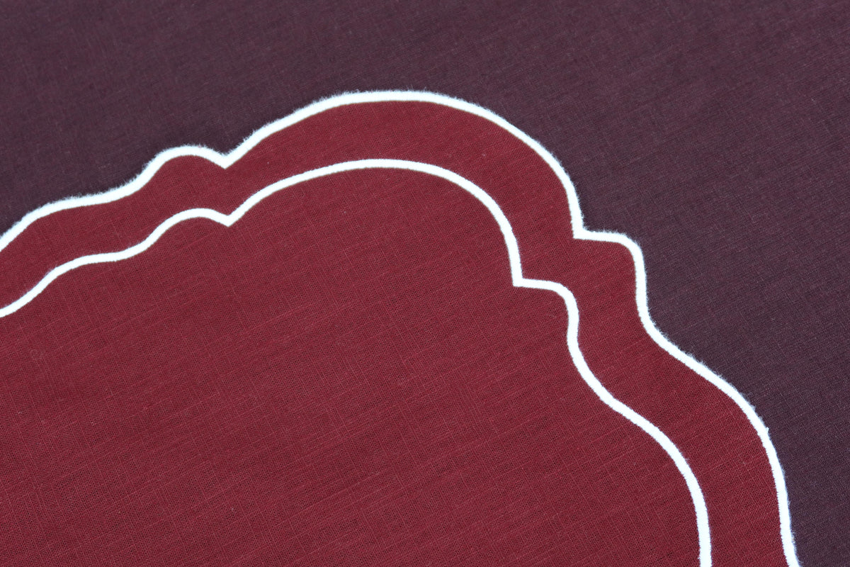 Leinen-Platzset Clou – Bordeaux mit Weiß, 35 × 50 cm