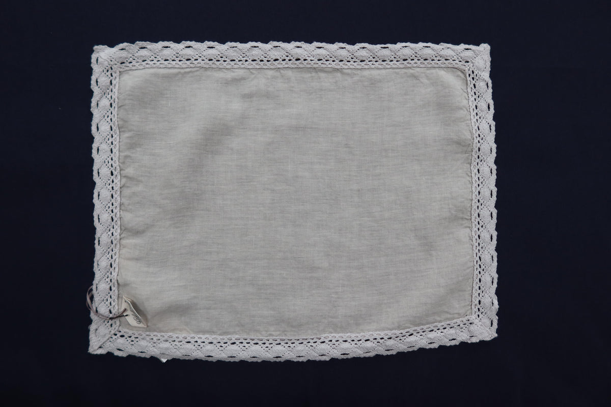 Leinen-Platzset Merletto mit Spitze – Beige (Argilla), 30 × 50 cm
