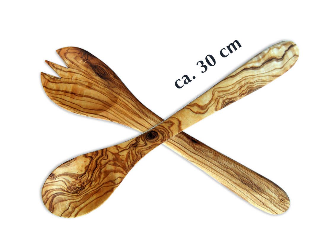 Salatbesteck aus Olivenholz 30 cm (2-teilig) – Jure