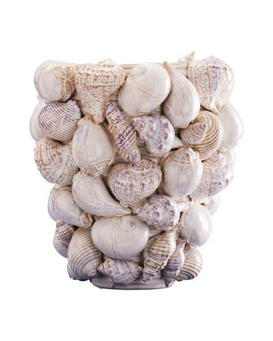 Deko Vase Muscheln Weiß aus Steingut – große Keramikvase | WERNS®