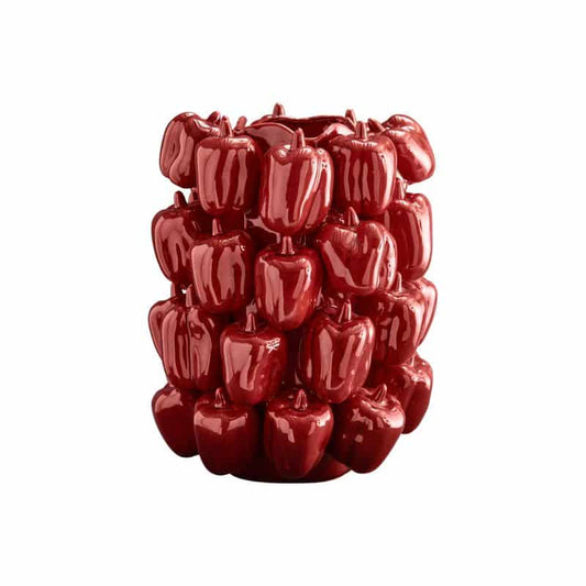 Deko Vase Paprika Rot aus Steingut – große Keramikvase 31cm | WERNS®