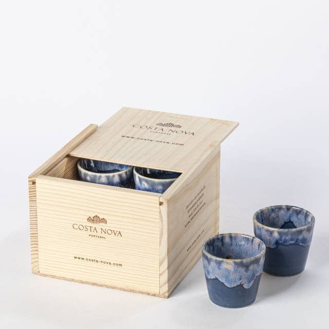 Fildžan & Espresso – 8 blaue Tassen in Holzbox | Costa Nova