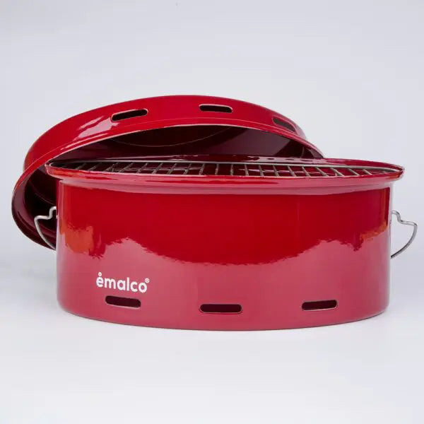 Emalco To Go Grill mit Deckel und Grillrost – Rot