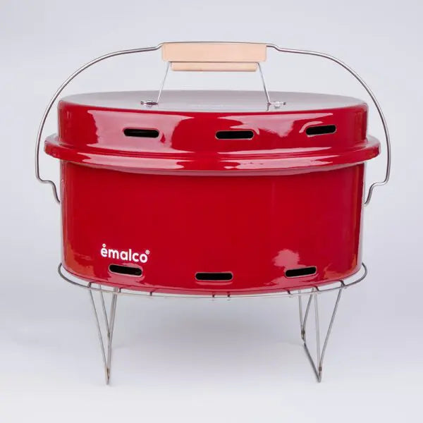 Emalco To Go Grill mit Deckel und Grillrost – Rot