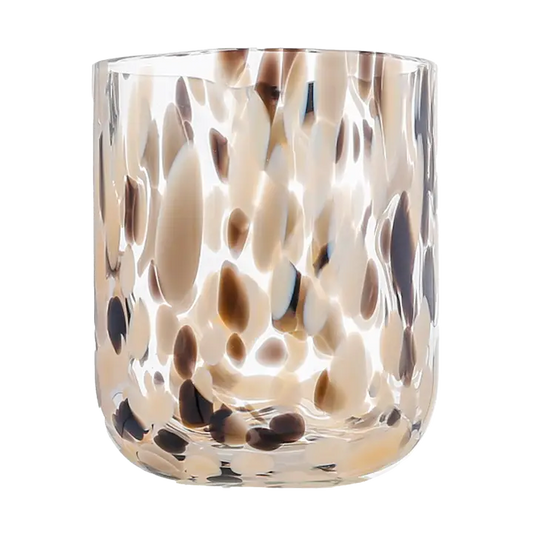 Wasserglas Schwarz - Braun gesprenkelt 9,5 cm – modernes Glas