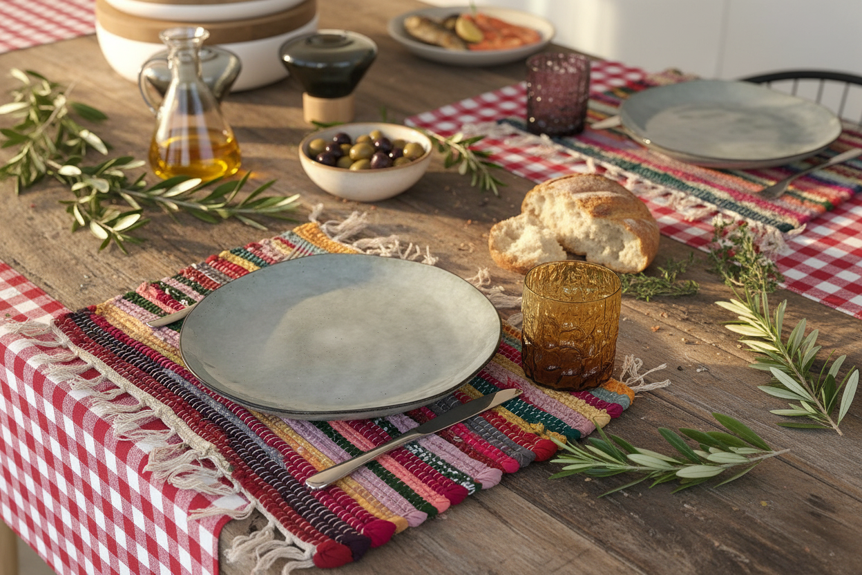 Tischsets mit Fransen 2er Set – Baumwolle Platzsets handgewebt