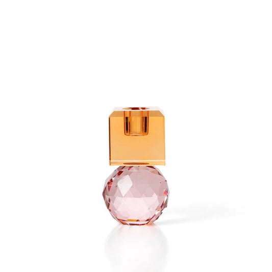 Bazar Bizar CITRINE & ROSE QUARTZ Kerzenhalter – recyceltes Glas | 10,3 cm