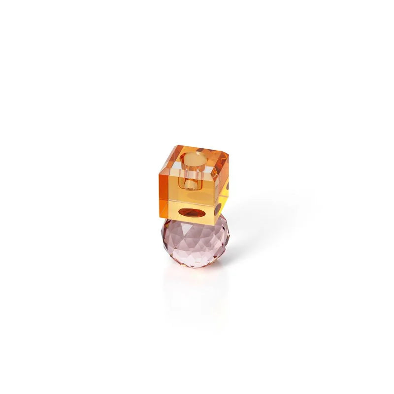 Bazar Bizar CITRINE & ROSE QUARTZ Kerzenhalter – recyceltes Glas | 10,3 cm