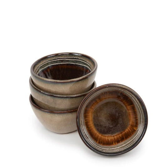 Bazar Bizar COMPORTA Saucenschälchen – 4er-Set aus handgefertigtem Steingut | Ø 6 cm