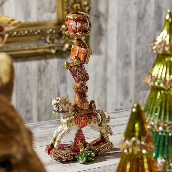 WERNS Kerzenleuchter Schaukelpferd – Weihnachtsdeko, 30,5 cm