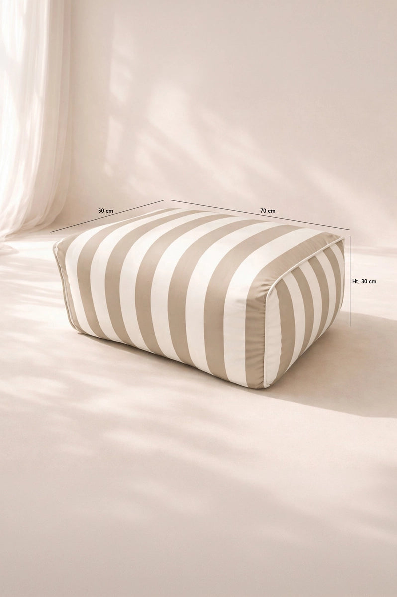 Beiger Pouf Outdoor Indoor – Sitzhocker für Terrasse & Wohnzimmer