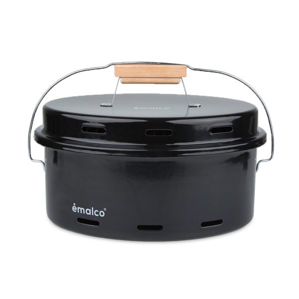 Emalco To Go Grill mit Deckel und Grillrost – Schwarz