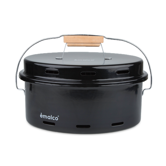 Emalco To Go Grill mit Deckel und Grillrost – Schwarz