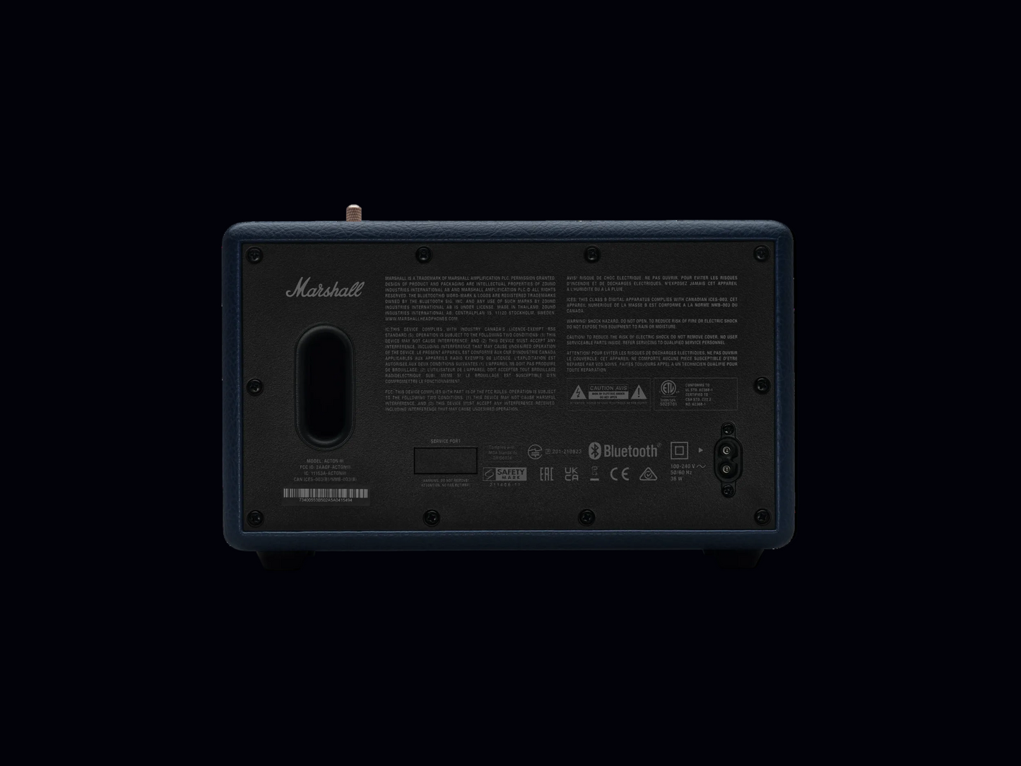 Marshall Acton III Bluetooth-Lautsprecher – Stereo-Sound | Bluetooth 5.2 | Midnight Blue