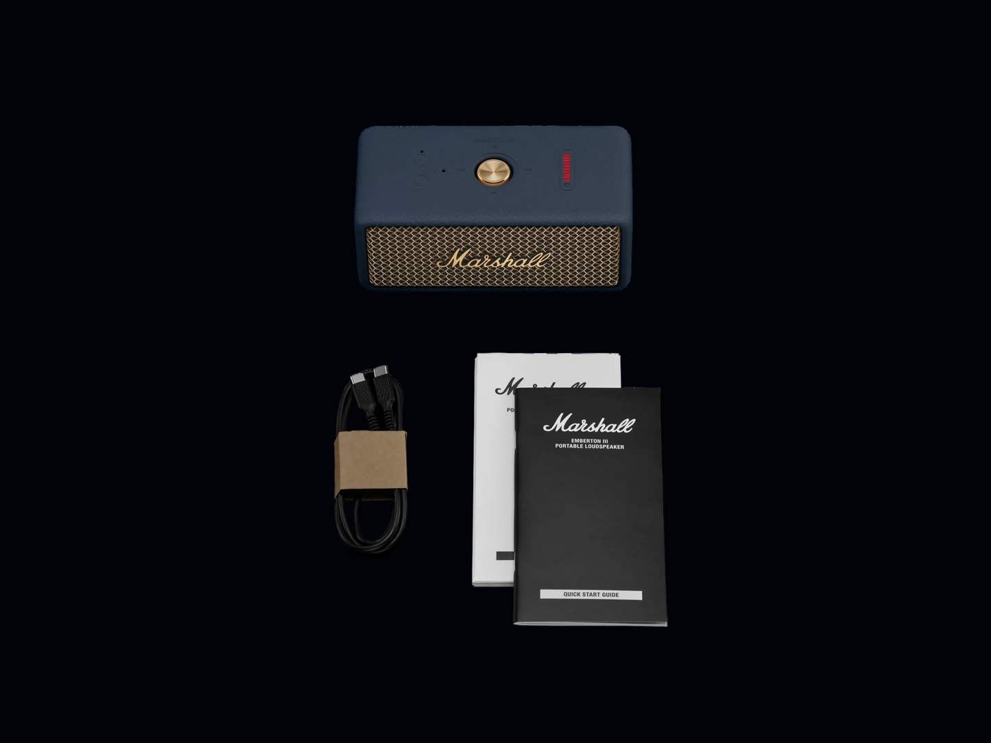 Marshall Emberton III Bluetooth-Lautsprecher – wasserdicht (IP67), 32 Std. Akku | Midnight Blue