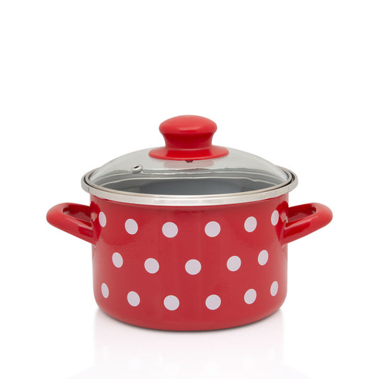 Emaille Kochtopf 2L (16cm) – Metalac Topf für Milch & Saucen
