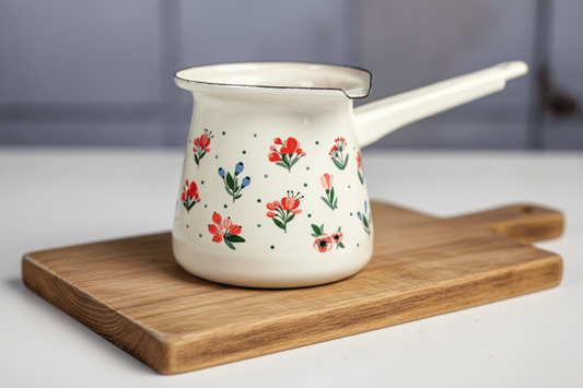 Džezva aus Emaille 0,7 l – Flowers von Metalac - Kaffeekanne